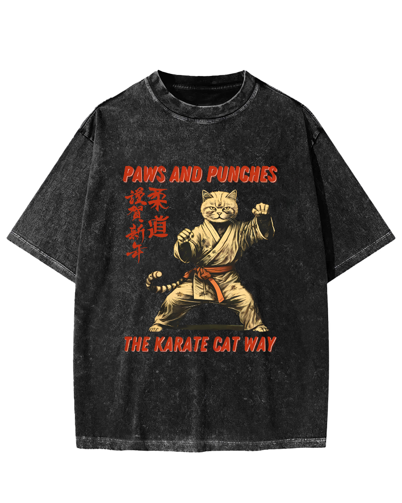 Japanese Judo Kung Fu Vintage Washed T-shirt-Zazasy
