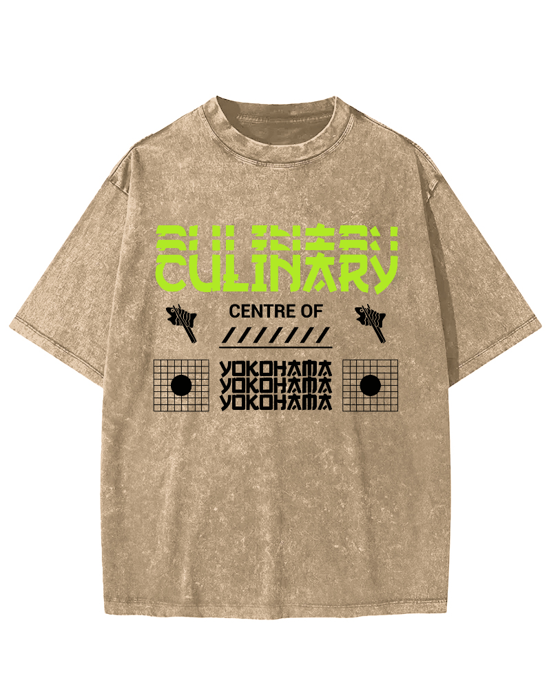 Yokohama Culinary Center City Vintage Washed T-shirt-Zazasy