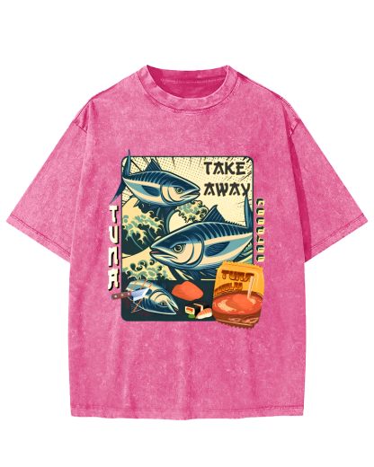 Delicious Japanese Style Tuna Vintage Washed T-shirt-Zazasy