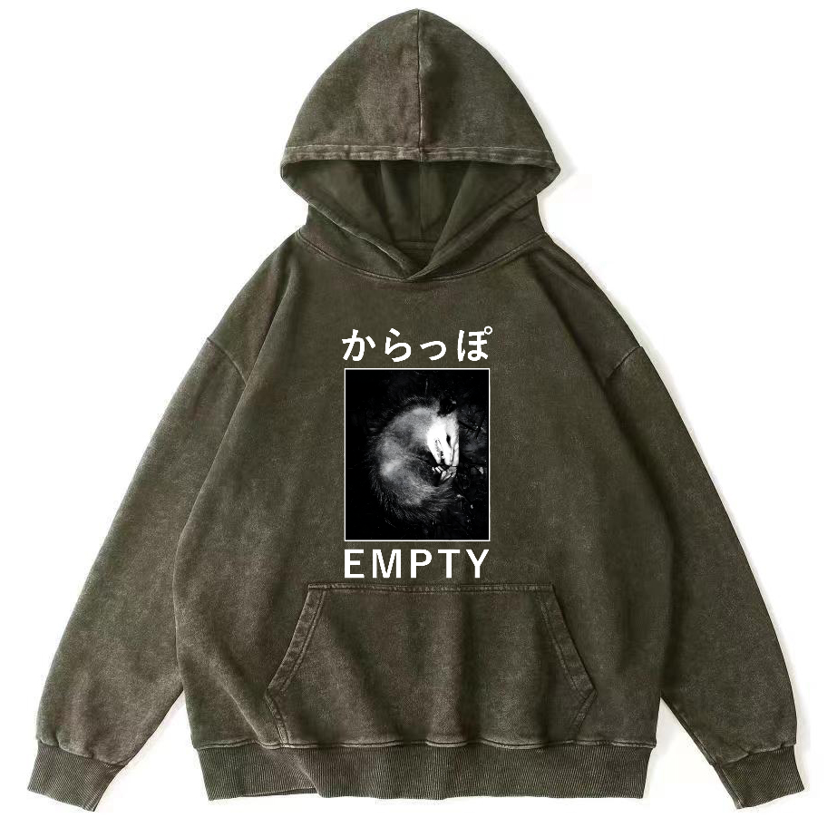 EMPTY Japanese Opossum Vintage Washed Hoodie-Zazasy