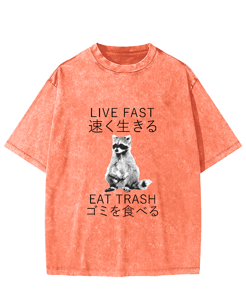 Japanese Cute Animal Pattern Vintage Distressed T-shirt-Zazasy