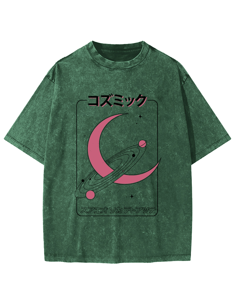 Fashion Planet Japanese Style Vintage Washed T-shirt-Zazasy