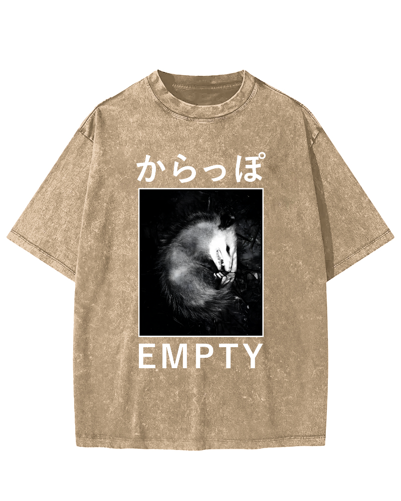EMPTY Japanese Opossum Vintage Washed T-shirt-Zazasy