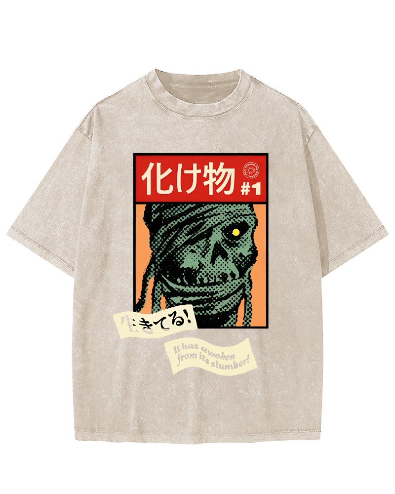 Monster Japanese Vintage Washed T-shirt-Zazasy