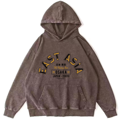 East Asia ﻿Vintage Washed Hoodie-Zazasy