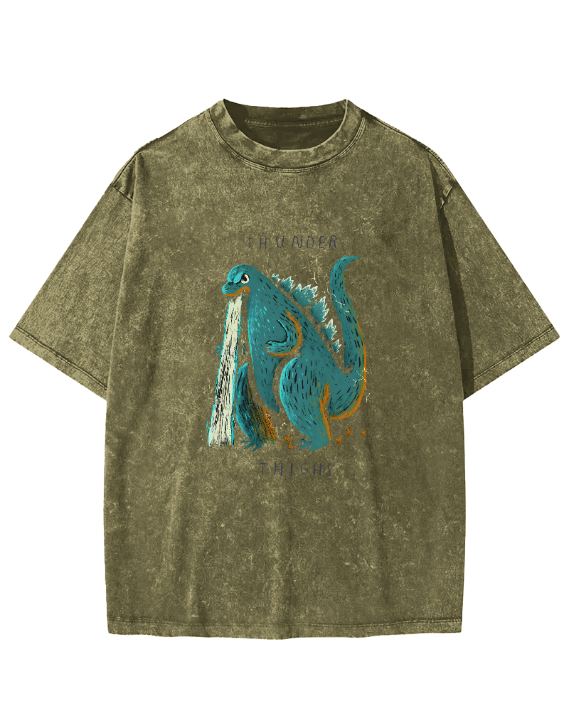 Japanese Monster Pattern Vintage Distressed T-shirt-Zazasy