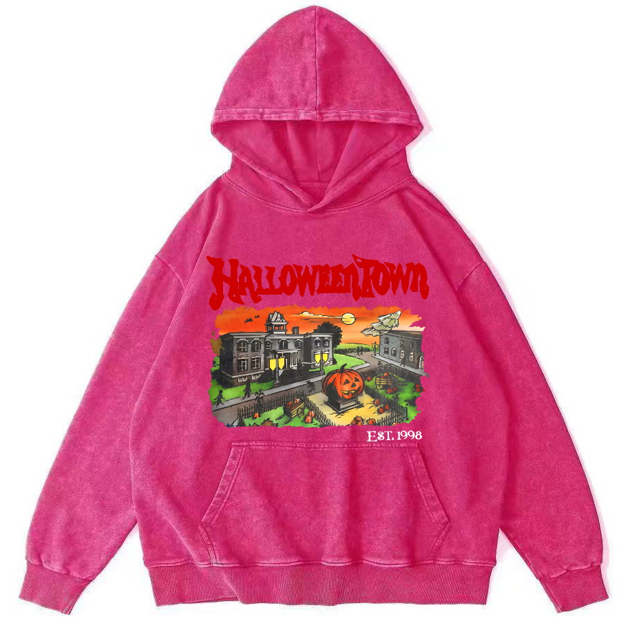Halloween Town Vintage Washed Hoodie-Zazasy