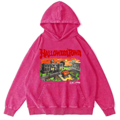 Halloween Town Vintage Washed Hoodie-Zazasy