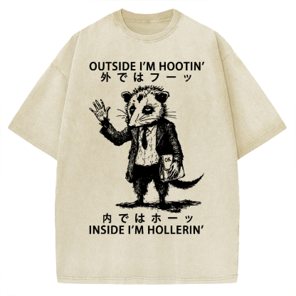 Funny Hootin' And Hollerin' Possum Vintage Washed T-shirt