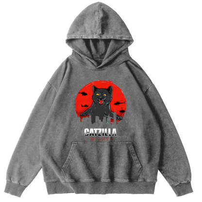 Kos Cat in Battle Japanese Style Vintage Distressed Hoodie-Zazasy
