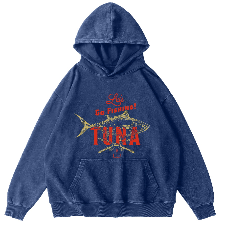 Sea fishing tuna Japanese washed hoodie-Zazasy