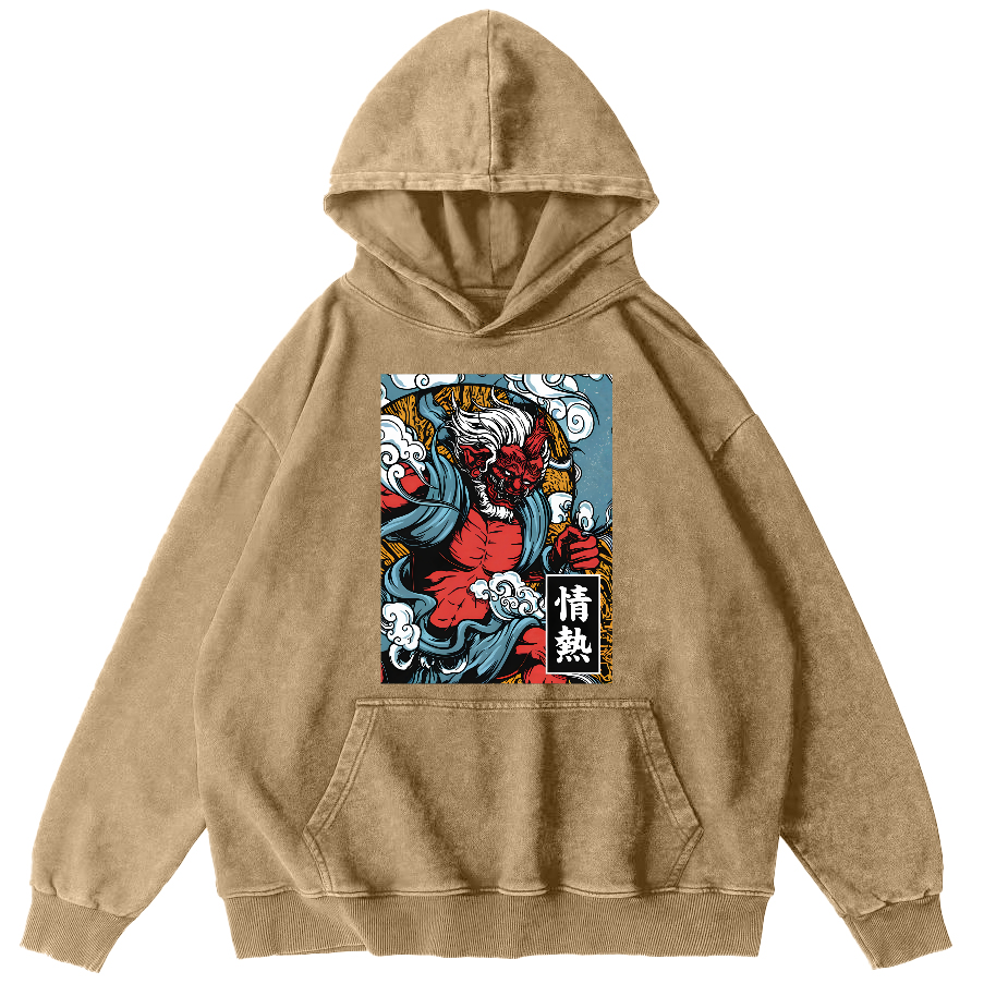 Passionate Japanese Style Image Vintage Distressed Hoodie-Zazasy