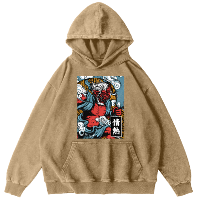 Passionate Japanese Style Image Vintage Distressed Hoodie-Zazasy