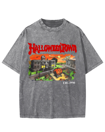 Halloween Town Vintage Washed T-shirt-Zazasy