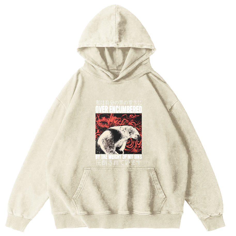 Retro Animal Pattern Japanese Style Vintage Distressed Hoodie-Zazasy