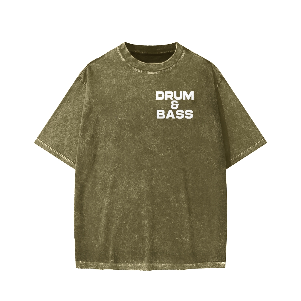 Drum & Bass Front And Back Printing  Washed T-shirt