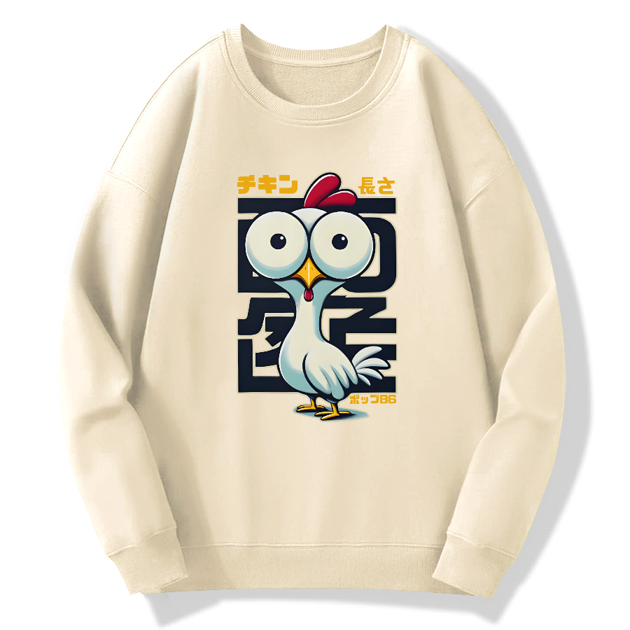 Interesting Big eyed Chicken Cotton Pullover Sweatshirt
