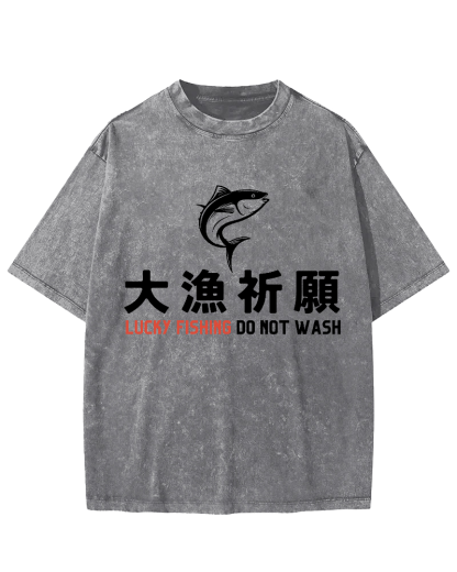 LUCKY  FISHING DO NOT WASH  Japanese Vintage Distressed T-shirt-Zazasy