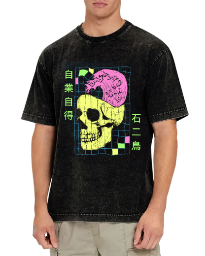 Self Pleasure Japanese Style Vintage Washed T-shirt-Zazasy