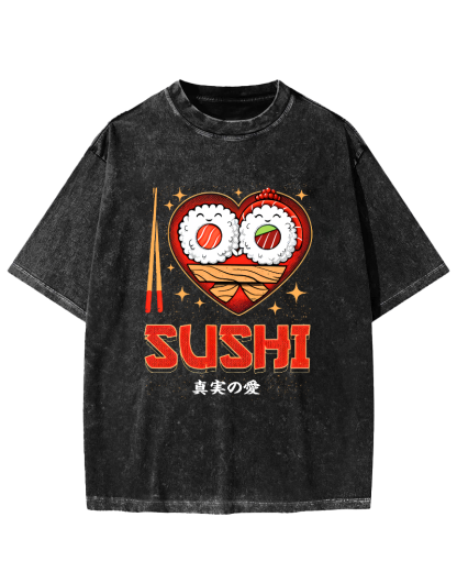 My favorite Sushi Vintage Washed T-shirt-Zazasy