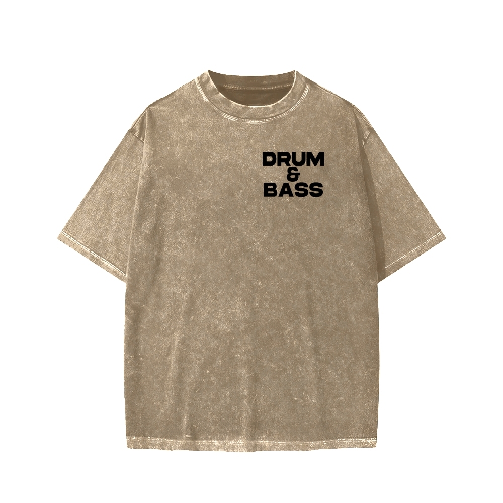 Drum & Bass Front And Back Printing  Washed T-shirt