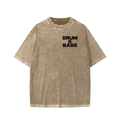 Drum & Bass Front And Back Printing  Washed T-shirt