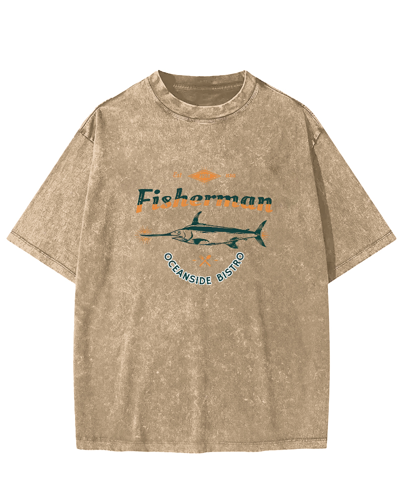Swordfish Japanese Style Vintage Distressed T-shirt-Zazasy