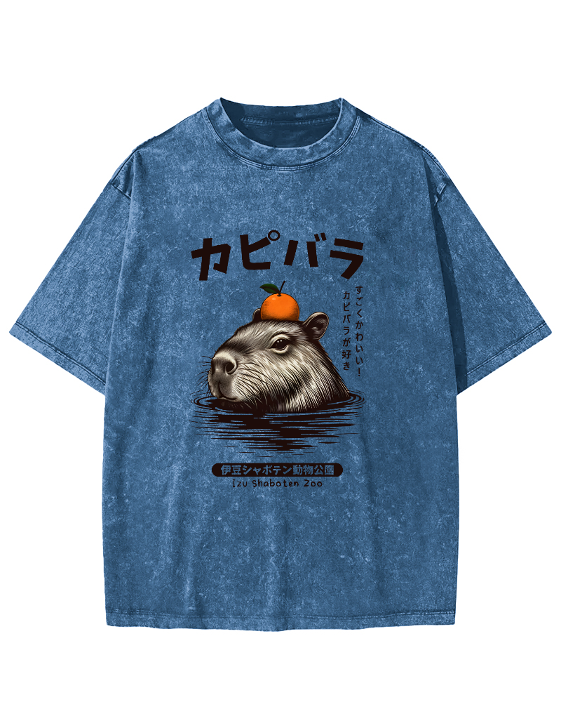 Japanese Mouse Pattern Vintage Distressed T-shirt-Zazasy