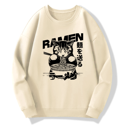Ramen Cat Cotton Pullover Sweatshirt