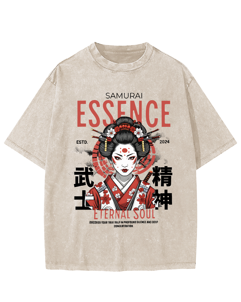 Samurai Spirit Japanese Vintage Distressed T-shirt-Zazasy