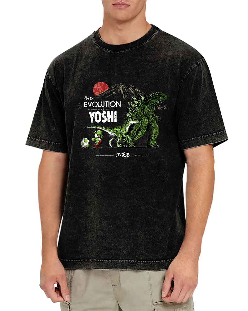 Cartoon Monster Pattern Japanese Style Vintage Distressed T-shirt-Zazasy
