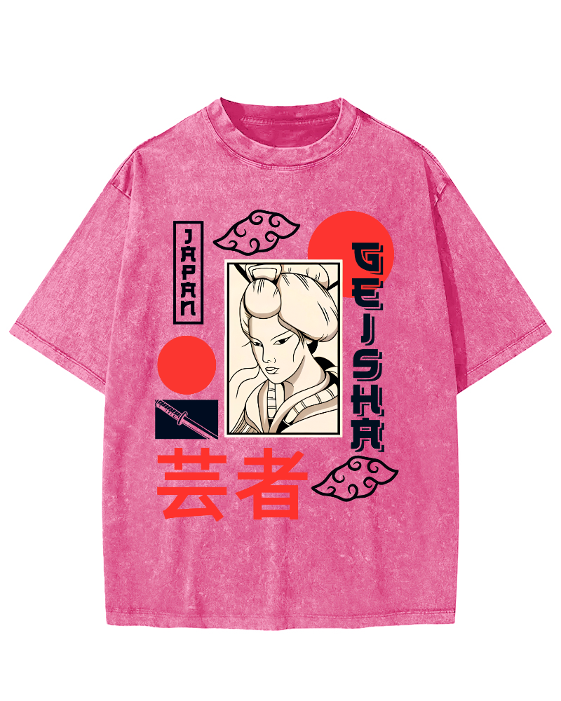 Yunzhe Japanese Style Vintage Washed T-shirt-Zazasy