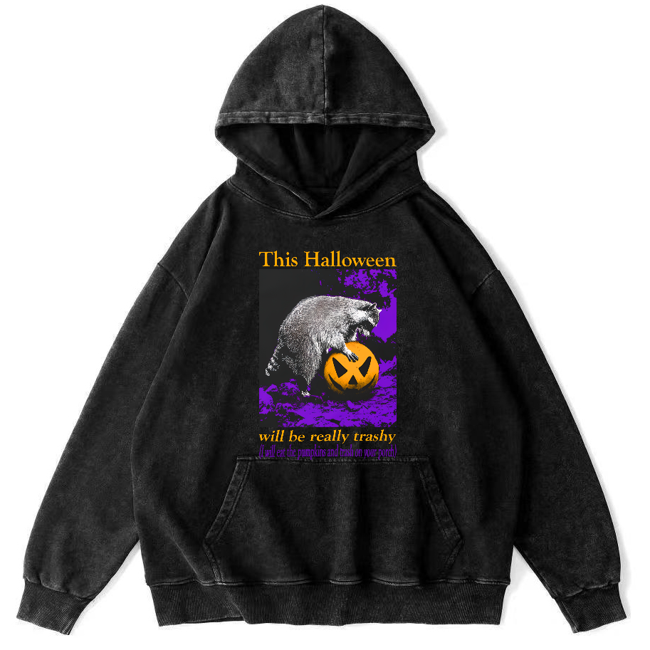 This Year's Halloween Will Be a Vulgar Raccoon Vintage Distressed Hoodie-Zazasy