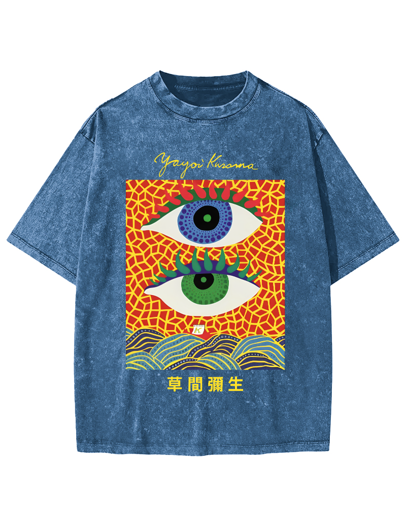 Yayoi Kusama's Abstract Eye Art Vintage Washed T-shirt