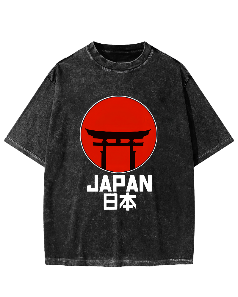 Japanese Logo Pattern Vintage Distressed T-shirt-Zazasy