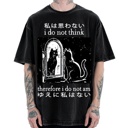 Thinking Cat Vintage Washed T-shirt