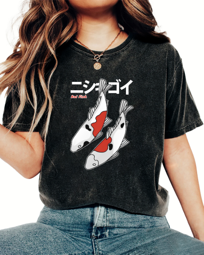 Koi Painting Japanese Style Vintage Distressed T-shirt-Zazasy