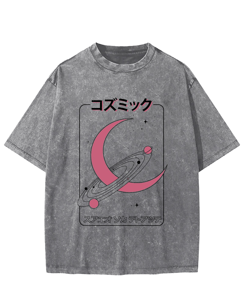 Fashion Planet Japanese Style Vintage Washed T-shirt-Zazasy