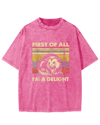 First Of All I'm A Delight Vintage Distressed T-shirt-Zazasy