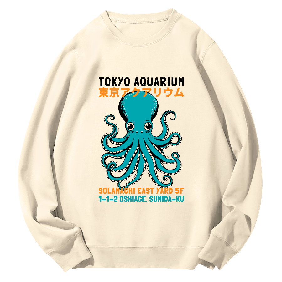 Tokyo Octopus Round Neck Sweatshirt-Zazasy