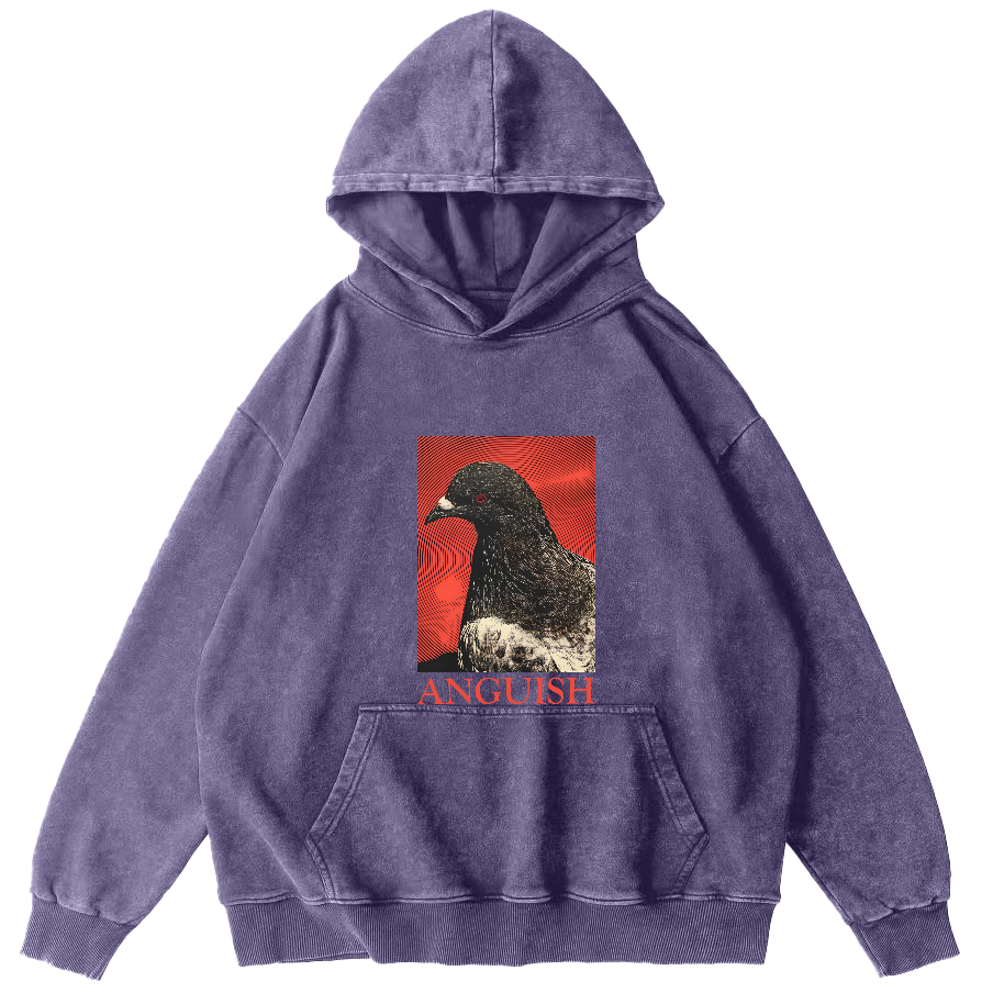 Retro Pigeon Pattern Vintage Distressed Hoodie-Zazasy