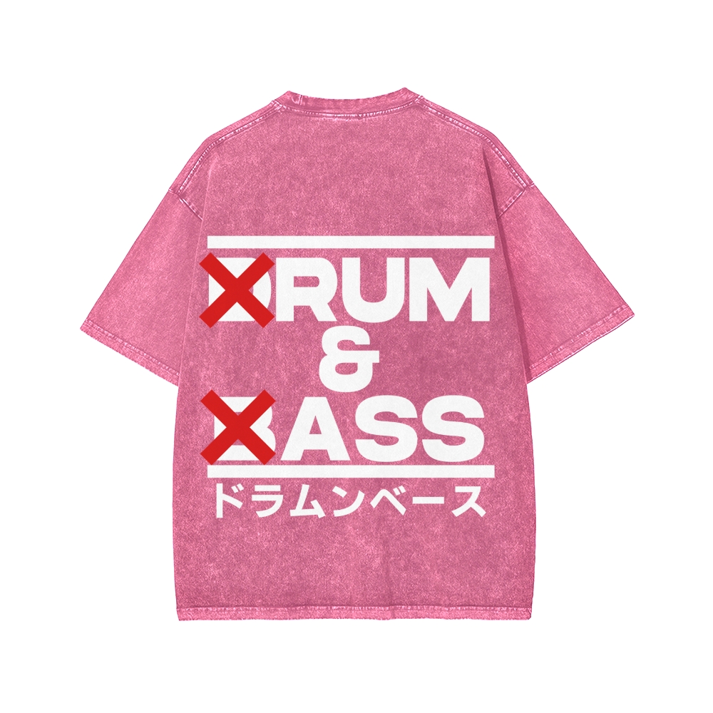 Drum & Bass Front And Back Printing  Washed T-shirt