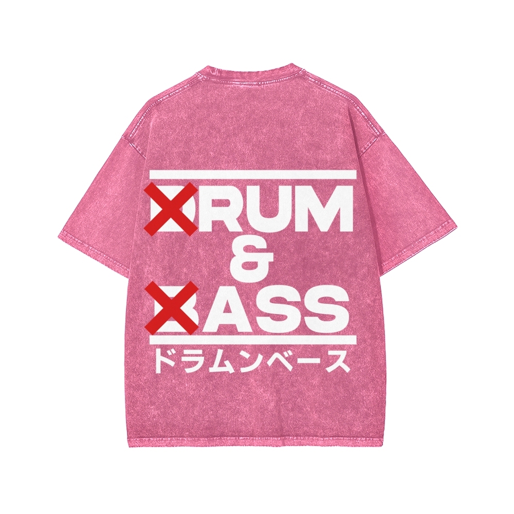 Drum & Bass Front And Back Printing  Washed T-shirt