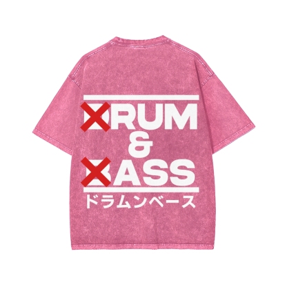 Drum & Bass Front And Back Printing  Washed T-shirt