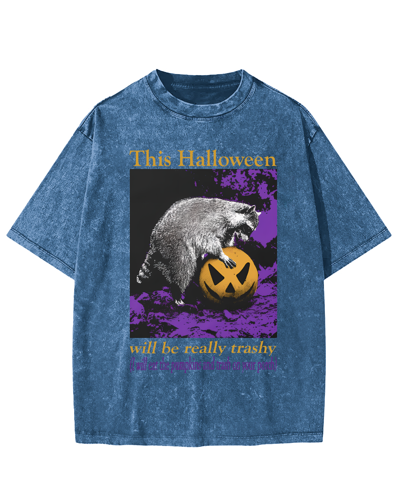 This Year's Halloween Will be a Vulgar Raccoon Vintage Distressed T-shirt-Zazasy