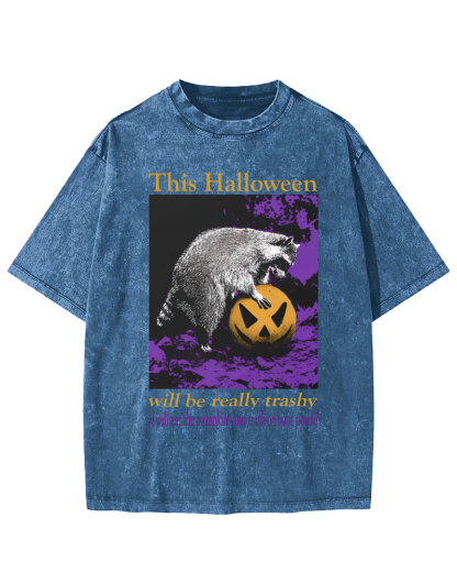This Year's Halloween Will be a Vulgar Raccoon Vintage Distressed T-shirt-Zazasy