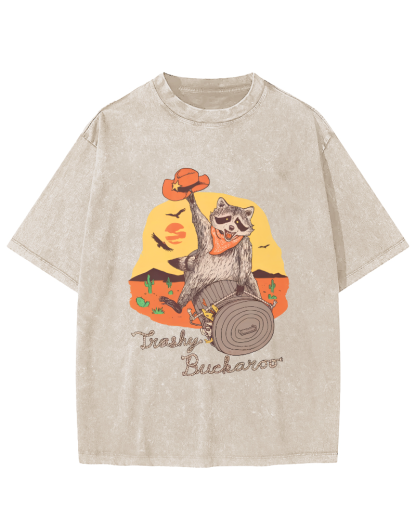 Raccoons Celebrating Halloween Vintage Distressed T-shirt-Zazasy