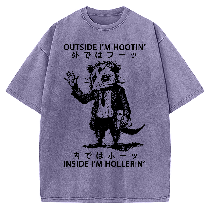Funny Hootin' And Hollerin' Possum Vintage Washed T-shirt