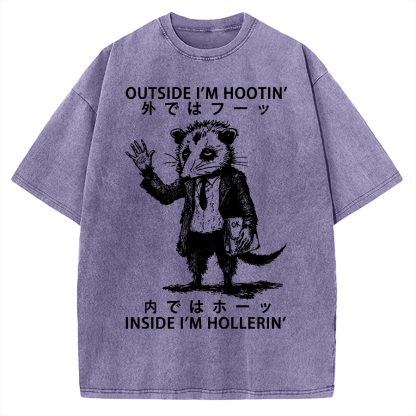 Funny Hootin' And Hollerin' Possum Vintage Washed T-shirt