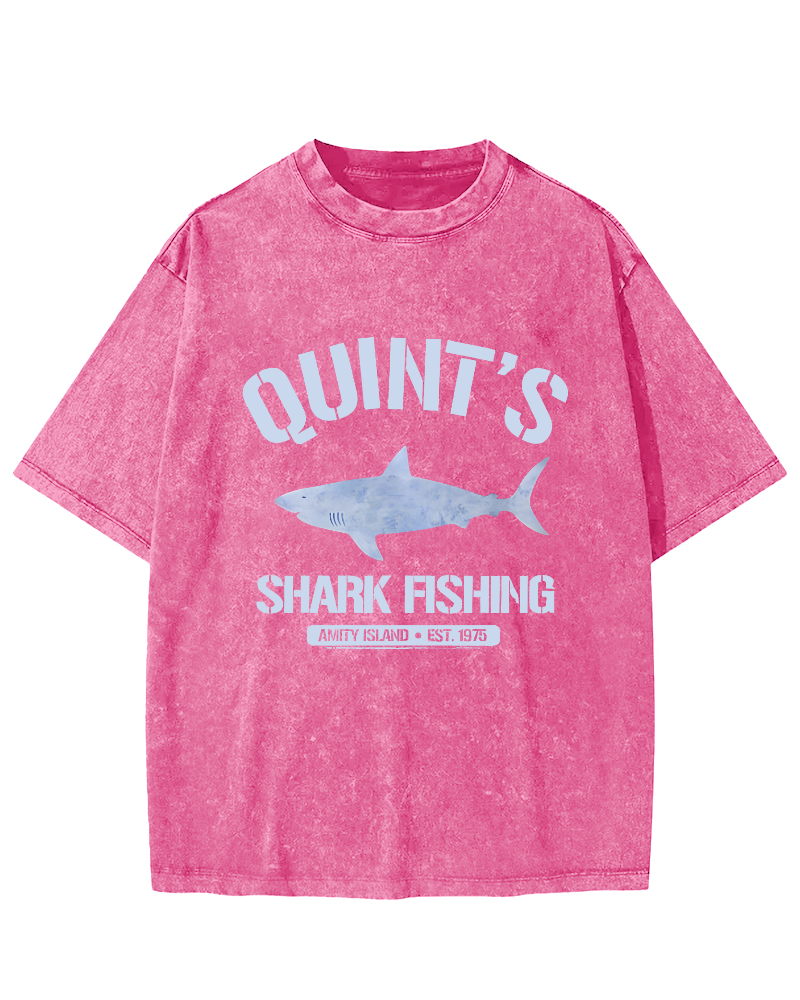 Quint's Shark Fishing Jaws Retro Vintage Distressed T-shirt-Zazasy